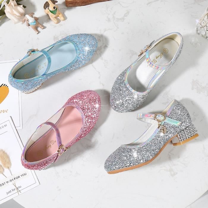 Chaussures de danse scintillantes pour filles, chaussures de danse pour enfants, idéales pour l'école et les activités d'automne, argenté, 30 EU
