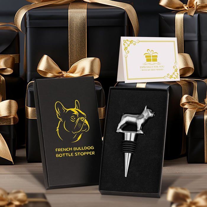 Bouchon De Vin En Forme De Bouledogue Français - Cadeau Original Pour Amateurs De Vin