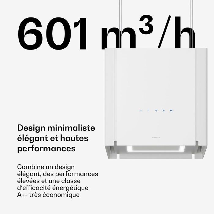 Klarstein Velaire Hotte Aspirante A++ Éco 601 m³/h Ultra Silencieuse 62 — free download