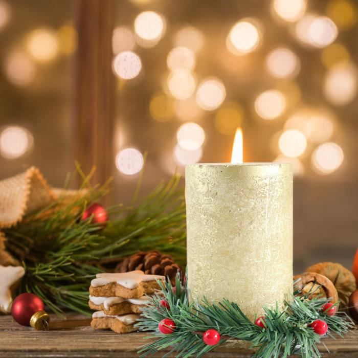 6PCS Bougies de Noël avec Anneaux de Baies Artificielles