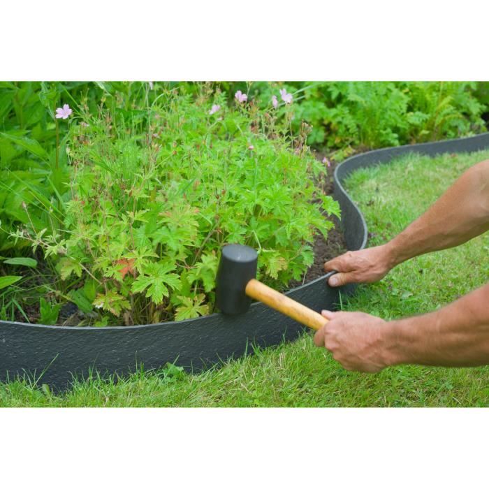 Bordure De Jardin Noire 55mm - Rouleau 50m Avec Ancrages, Polypropylène Recyclable