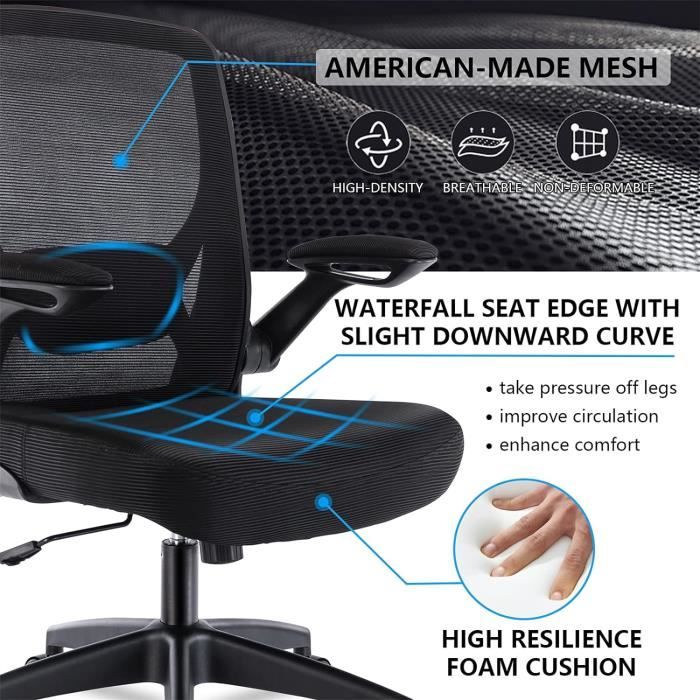 Grande chaise de bureau ergonomique pour personnes lourdes avec support