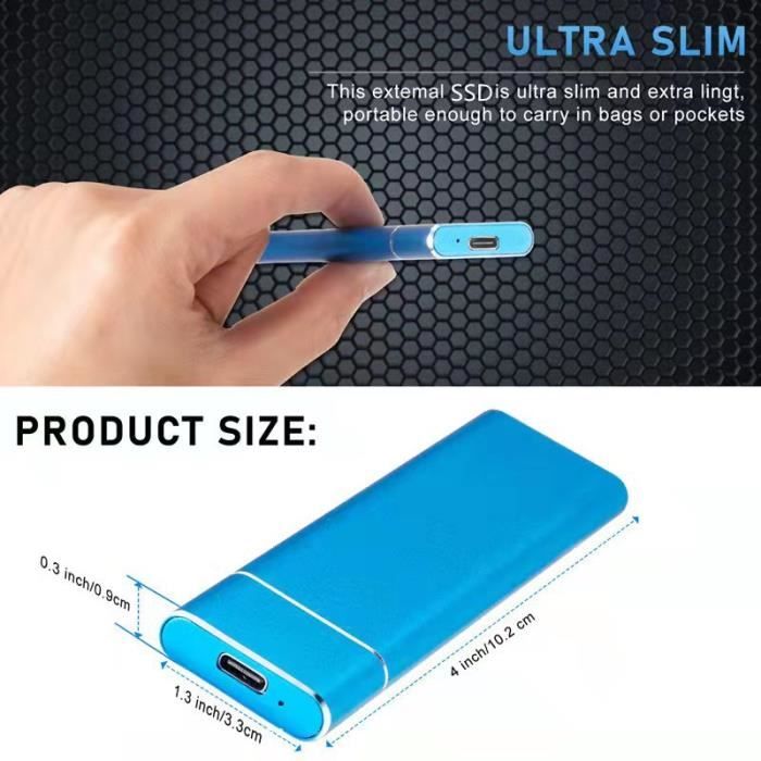 Disque Dur Externe Mini SSD Portable 6TB 6To Stockage Bleu avec OTG + Étui  Housse Sac de Protection - Cdiscount Informatique