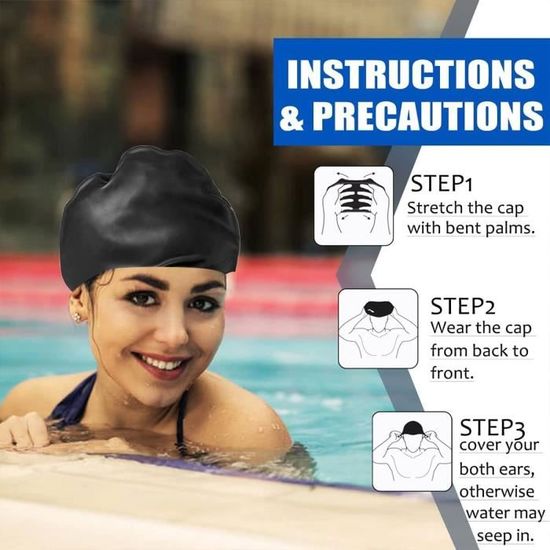 Bonnet De Bain Silicone Femme – Fleur De Lotus Dorée – Étanche, Extensible, Pour Cheveux Longs – Natation Et Loisirs