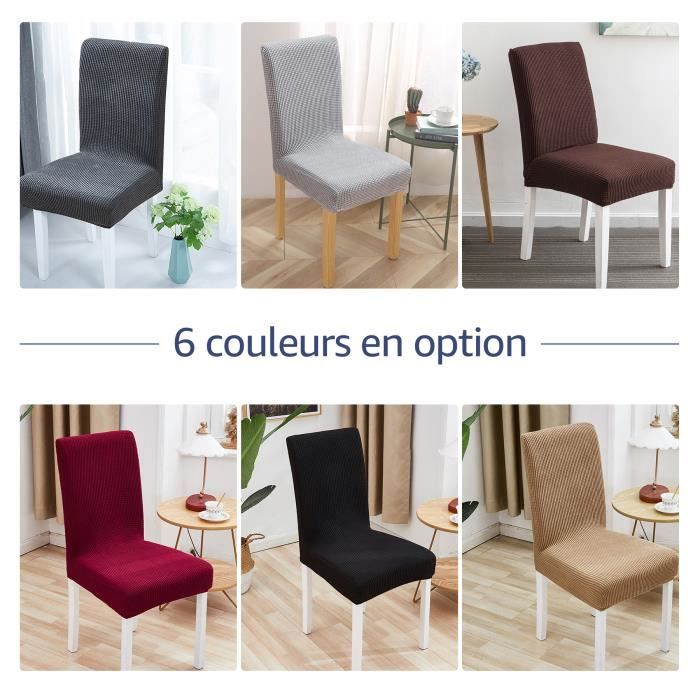 Lot 6 Housses De Chaise Extensibles O'woda Gris Foncé - Spandex Lavables Pour Salle à Manger