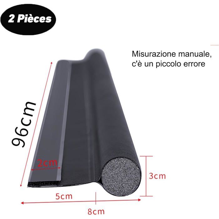 Lot De 2 Boudins De Porte Isolants 96 Cm – En Mousse Cuir Noir, Anti-froid