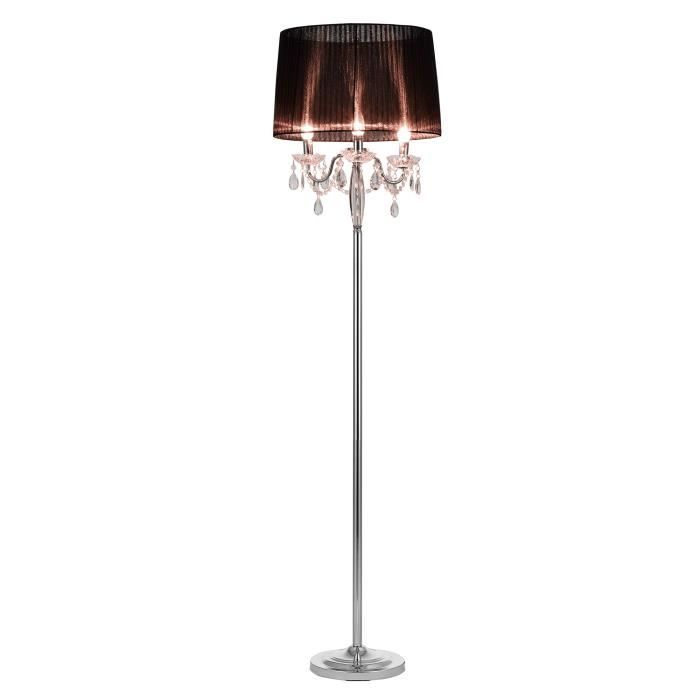 Lampadaire Design Lux.pro - Hauteur 155 Cm - Abat-jour Tissu, Pied Métal Chrome/noir - Éclairage Indirect Atmosphérique