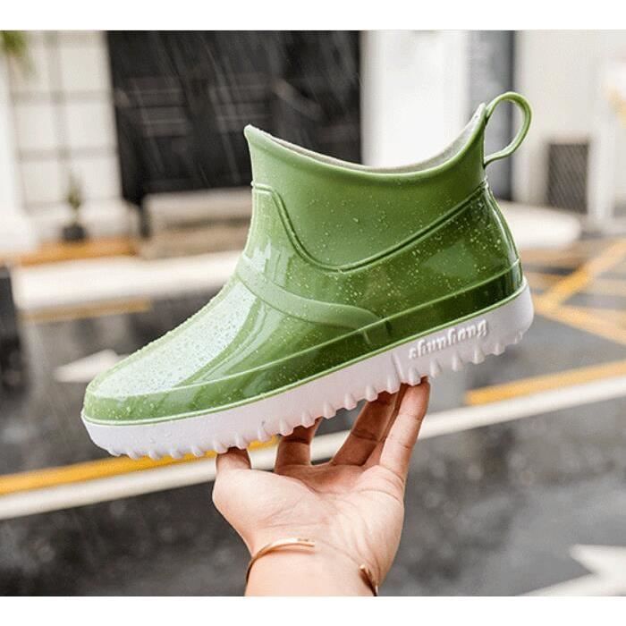 Bottes de pluie vert ECELEN Femme A élastique Basse Plat