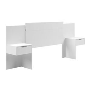 DJEKA Tête de lit 140 cm en Bois avec Rangement Noir - Contemporary - Montage mural - 140 x 19 x 103,5 cm