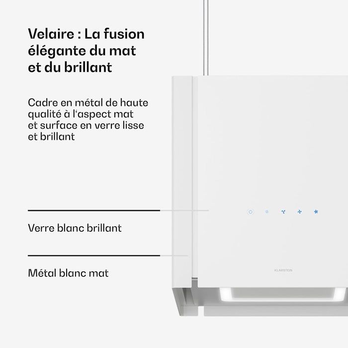 Klarstein Velaire Hotte Aspirante A++ Éco 601 m³/h Ultra Silencieuse 62 — free download