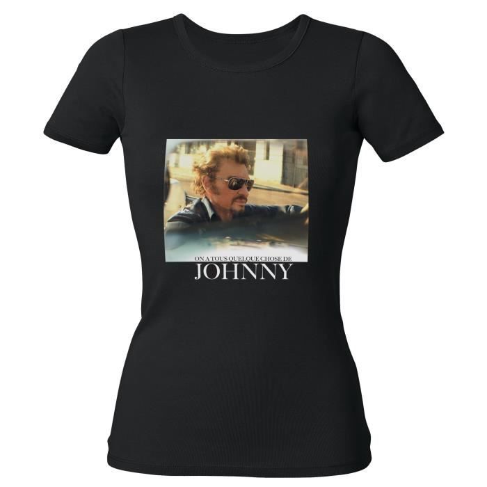 T Shirt Photo Johnny Johnny Hallyday Femme Noir Achat Vente T Shirt Cdiscount