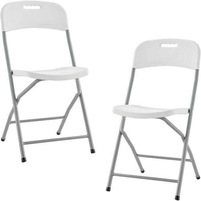 Lot de 2 chaises de réception pliantes - TERRANOVA - 48x445xH86 cm - Structure en acier et assise en Polyéthylène PEHD - Blanc