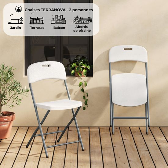 Lot de 2 chaises pliantes EGEE blanches