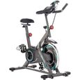 Vélo d’Appartement à l'Intérieur Vélo Biking Fitness Résistance Ajustable Écran LCD Charge Maximale 150kg Roue Inertie13kg-Gris-0