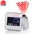 Horloge,6 en 1 réveil projecteur numérique réveil Projection 1 6m température thermomètre humidité hygromètre bureau - Type WHITE-0
