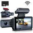 JINZDASU WiFi Caméra de Voiture-Double Caméra 1080P+480P Dash Cam,Avec Carte 32Go, WDR, Enregistrement En Boucle, Jusqu'à 128Go-0