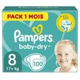 PAMPERS BABY-DRY Taille 8 - 17Kg et + 100 couches - Pack 1 mois-0