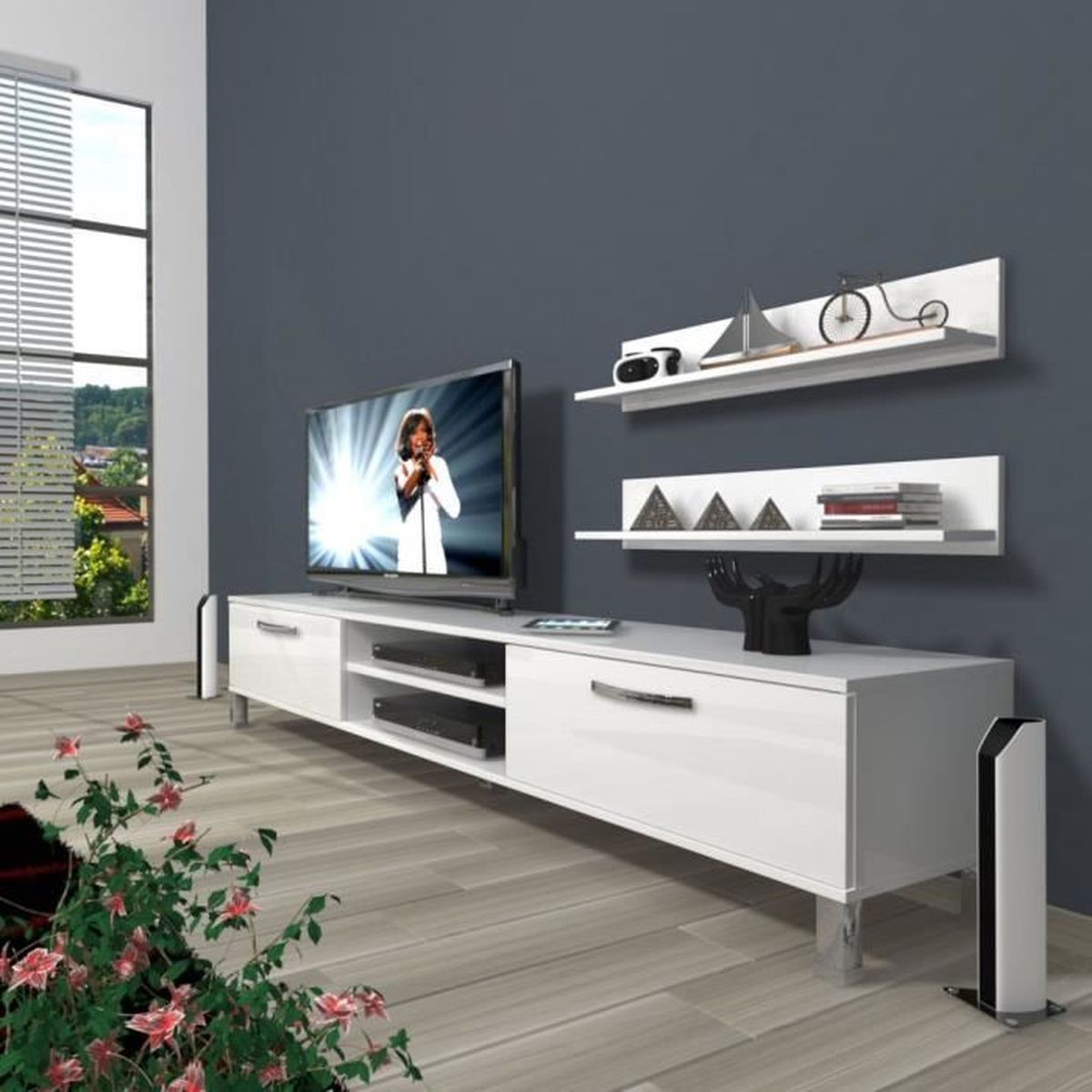 meuble tele blanc 180 cm