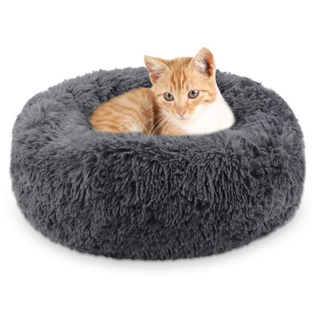 Chien Chat Lit Panier De Chat Rond En Peluche Pour Animal Domestique Nest Deep Sleep Pet Matelas Lavable En Peluche Gris Fonce Achat Vente Corbeille Coussin Chien Chat Lit Panier