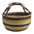 BRAND Panier de course - Sahel - Ø 35 cm - Simili cuir - Paille - Fibre naturelle