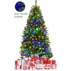 BRAND GYMAX 150 CM Sapin de Noël avec 150 Lumières LED Bicolore, avec Support Métallique, en PVC, Construction à Charnière