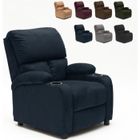 LE ROI DU RELAX Fauteuil relax inclinable avec repose-pieds en microfibre de velours Lucrezia, Couleur: Bleu