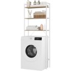 EUGAD Meuble WC, Meuble Machine à Laver, Étagère Salle de Bain à 3 Niveaux, Gain d'espace, 63x24x163cm, Chêne Clair+Blanc E0IG1026