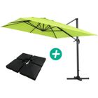 HABITAT ET JARDIN Parasol jardin déporté Alu Sun 4 - Rectangle - 3 x 4 m - Vert - Dalles incluses