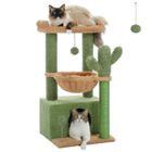 PAWZ Road Arbre a Chat Cactus avec Grand Condo, tour à griffer & Arbre à Chat avec Hamac et Perchoir de 83 cm, Vert