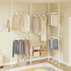 SoBuy Portant à Vêtements Télescopique Penderie Ouverte Réglable avec Tringles et Étagères, Porte-Manteau Dressing, Blanc