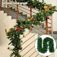 Ornement de rotin de guirlande d'arbre de Noël de 2,7 m, décor de Noël de pin de mur à la maison