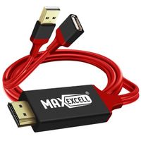 Câble USB Femelle MHL Vers HDMI Mâle + USB Mâle HD 2K Max excell Noir / Rouge