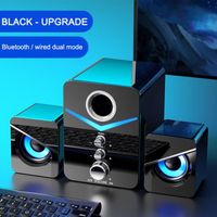 Enceinte Bluetooth noir - Mini haut parleur LED 2.1 avec câble USB, son Surround stéréo 3D