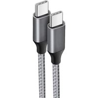 Câble USB-C vers USB-C Charge Rapide 3A pour Samsung Galaxy A32 4G-5G A34 A33 A54 A53 A52 4G-5G A52s - Nylon Renforcé Gris 1M