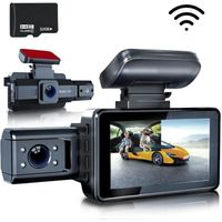 JINZDASU WiFi Caméra de Voiture-Double Caméra 1080P+480P Dash Cam,Avec Carte 32Go, WDR, Enregistrement En Boucle, Jusqu'à 128Go