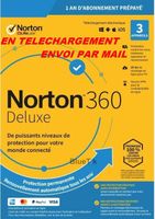 Avec CB - NORTON 360 DELUXE 2024 avec Abonnement 3 Appareils PC MAC Android - 1 AN - 25GB CLOUD - Envoyé par mail - ESD