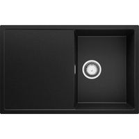 Evier Cuisine en Granit Noir, 78 x 50 cm, Évier 1 bac + Kit de Vidage, Évier au meuble 45cm - Ibiza 780-45