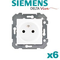 Lot de 6 Prises 2P+T BLANC Siemens DELTA VIVA