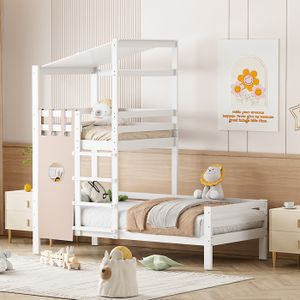 SOMMIER Lit enfant 90x200 lit superposé avec toit lit en bois massif premium avec sommier à lattes blanc