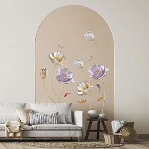 Autocollant Mural Fleur De Lotus - 40x60 Cm, PVC, Auto-adhésif, Amovible, Déco Chambre Salon Bureau
