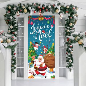 Décoration de porte de Noël Père Noël - 90 x 198 cm - Décoration murale à suspendre pour