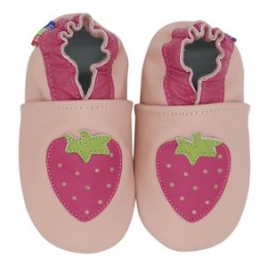 BIJOU DE CHAUSSURE couleur rose fraise taille 6-12 mois chaussures en cuir de vache pour bébés garçons et filles, jolis Styles,