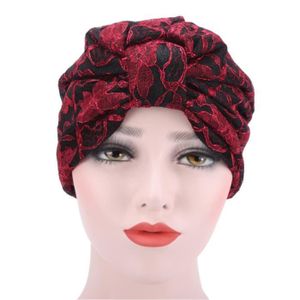 Fashion femmes musulmanes Fleur Maille Plume Chapeau Serre-tête coiffure turban Cap Wrap