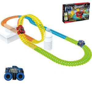 CIRCUIT Circuit Voiture Enfant wagon sans gravité, 144 pièces de rails lumineux, jeu de rails électriques, avec une camionnette