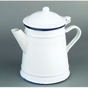 Théière En Tôle émaillée Bleu Et Blanche - Vintage - Occasion (défaut émail)