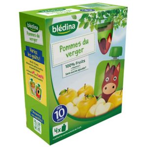 COMPOTE DESSERT FRUITÉ BLEDINA Gourdes de fruits Pomme du Verger 4x90 g -