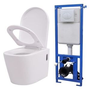 WC - TOILETTES WEI-Toilette murale avec réservoir caché Céramique Blanc-WEI274669