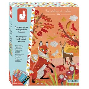 JEU DE PEINTURE Kit Créatif - Peinture Nacrée avec Pochoir 4 Saisons - JANOD - Dès 7 ans - Multicolore - Orange