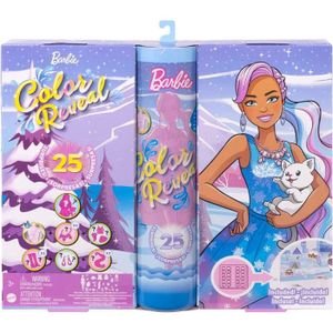 POUPÉE Calendrier de l Avent Noel Pour Barbie Color Reveal 1 poupee mannequin 3 animaux tenues accessoires Set 25 surprises 1 carte