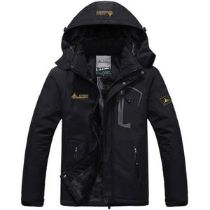 VESTE Veste Homme,Veste de Ski Homme Hiver éPais Chaud, Coupe-Vent ImperméAble ExtéRieur Randonnée Vestes avec Capuche Amovible-Noir